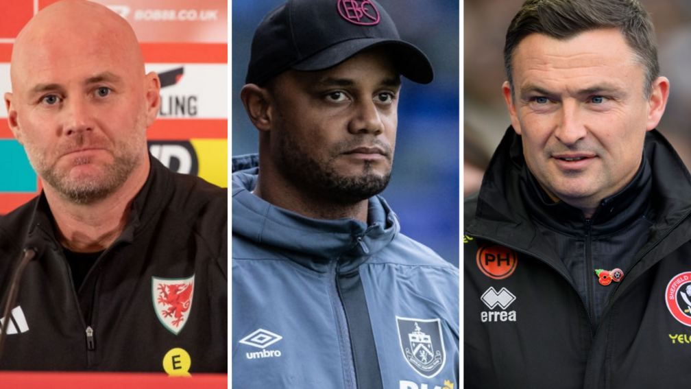 Wales boss Rob Page, Burnley's Vincent Kompany and Paul Heckingbottom of Sheffield United